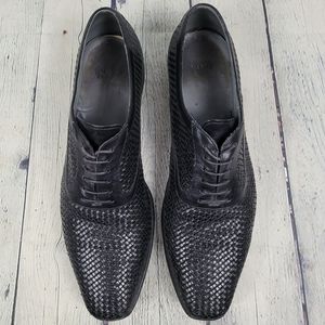 HUGO BOSS | woven leather lace-up derby dress shoes